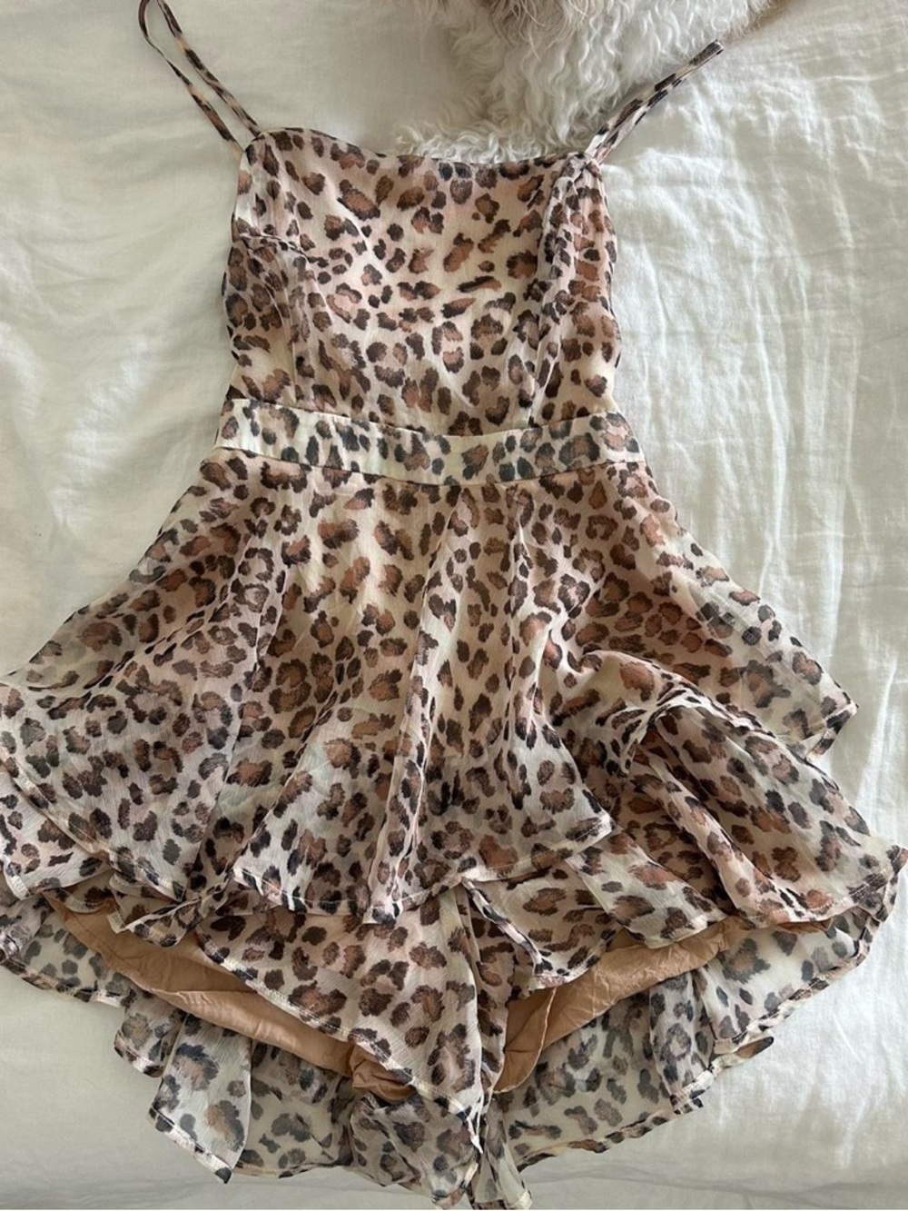 Leopard Print Rimper with Ruffle Skirt